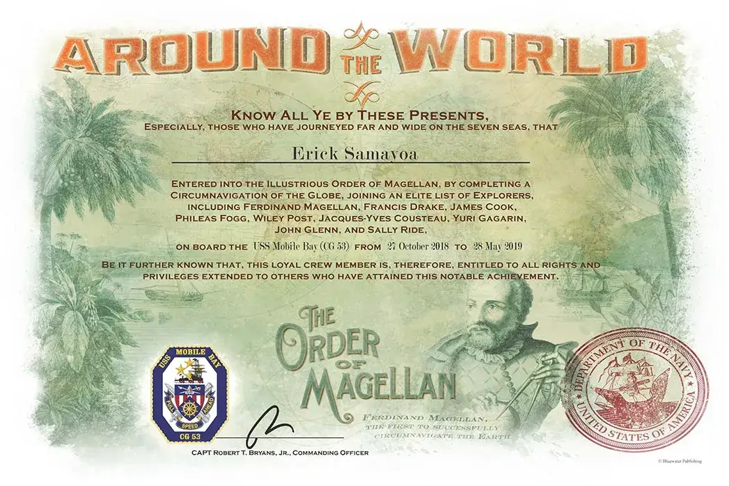 Around the World Certificate