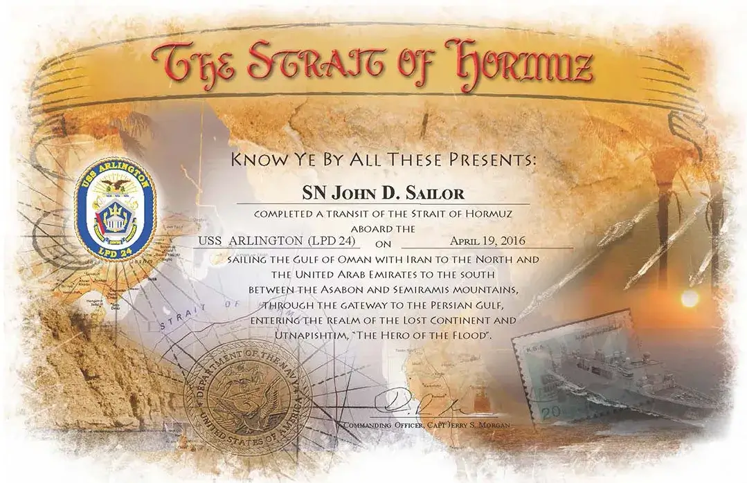 Strait of Hormuz Certificate