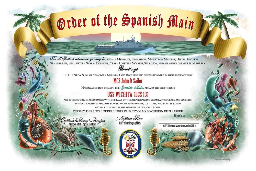 Order of the Spanish Main Certificate