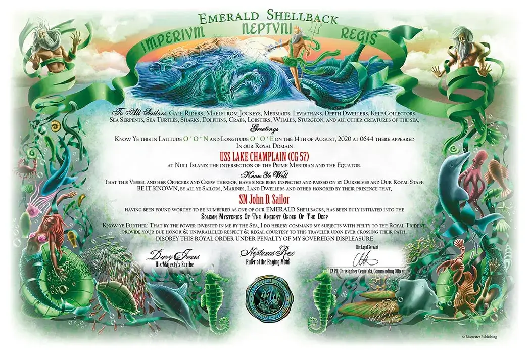 Emerald Shellback Certificate
